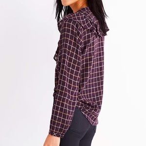 Madewell Plaid Ruffle-Front Top Small